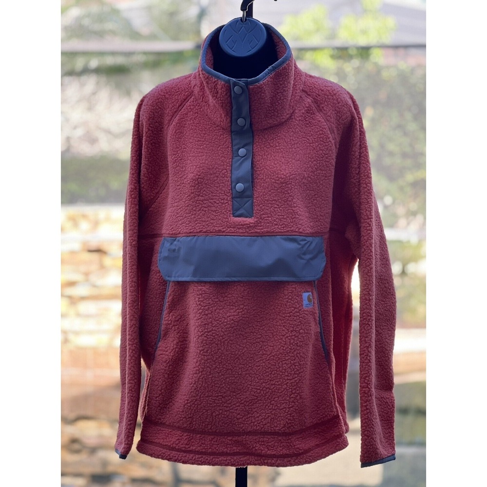 Carhartt Women's Relaxed Fit Sherpa Fleece Pullover Snap Jacket - 2XL Orange